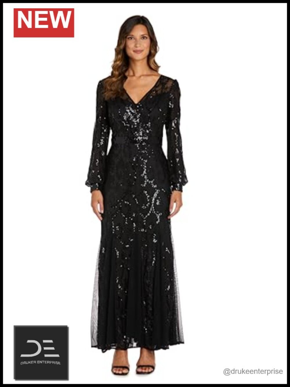 Elegant Sequin Power Mesh Wrap Dress Formal Evening Occasions